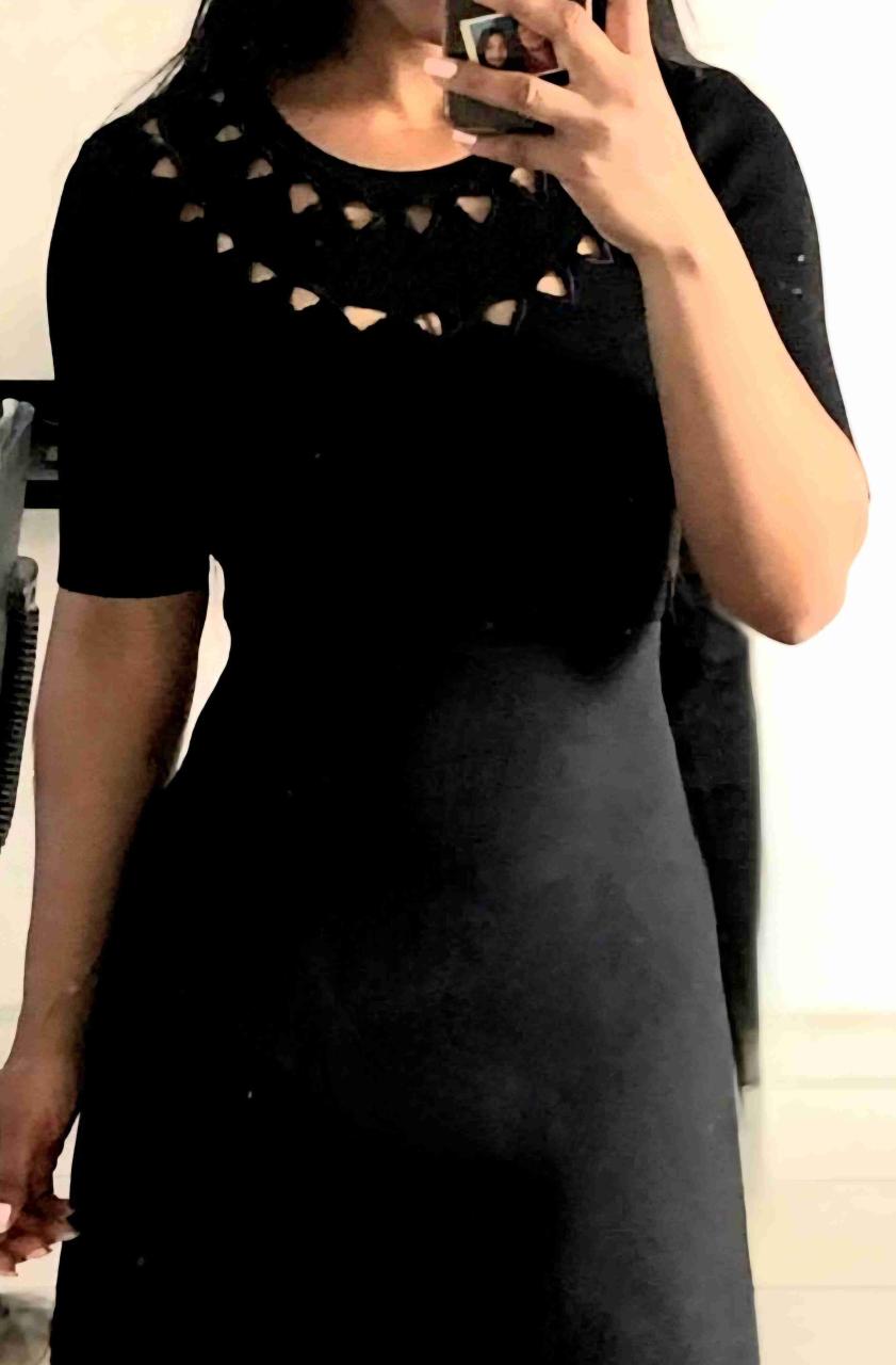 Vestido Negro en forma de A, Zara Woman, Talla M - miniatura 5