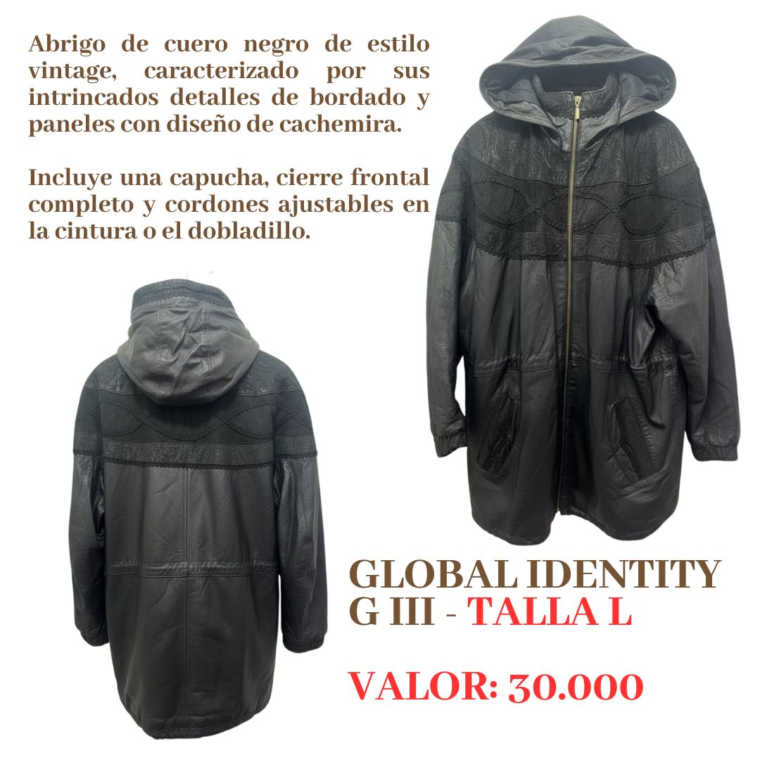 Abrigo negro de cuero vintage