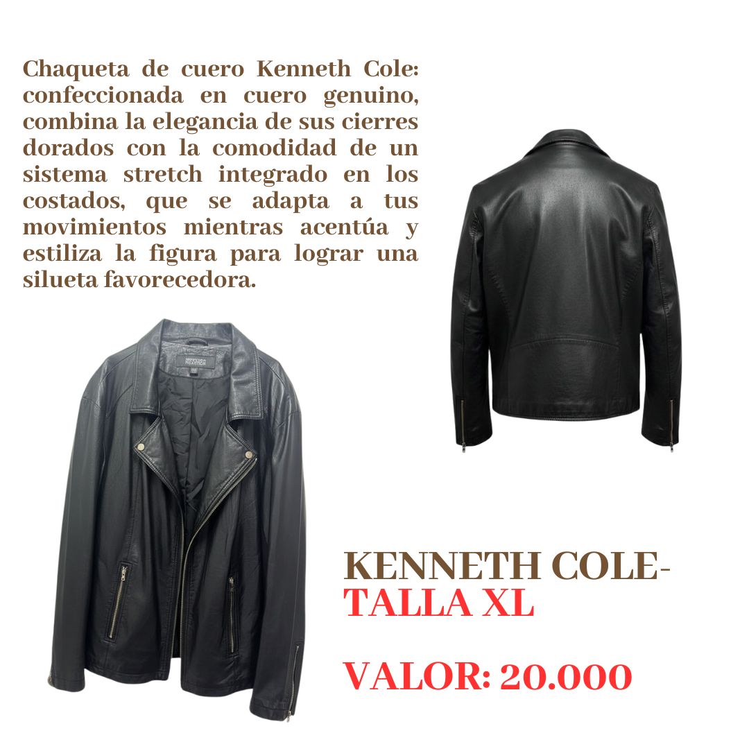 Chaqueta de cuero negro Kenneth Cole