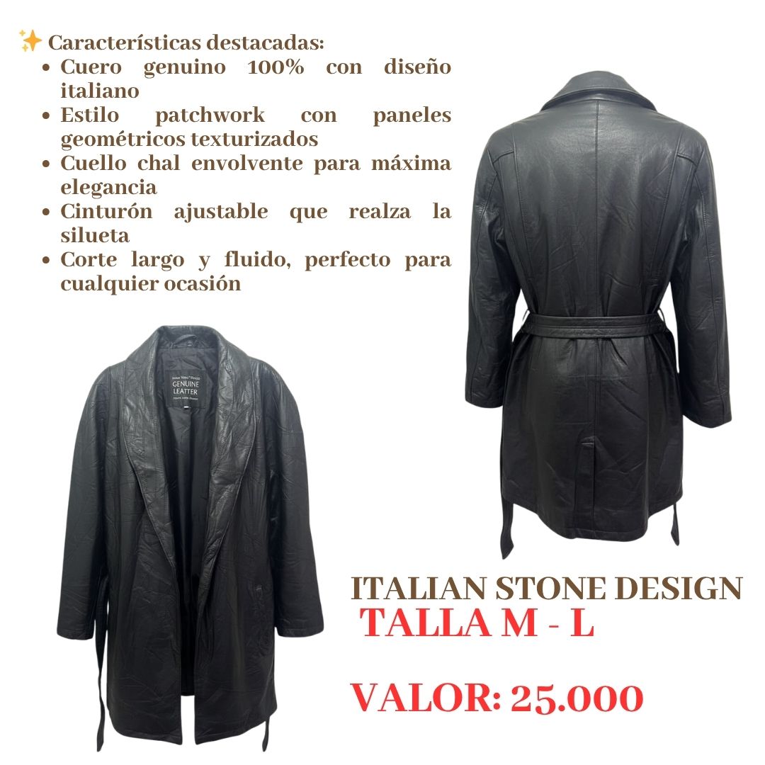 Abrigo de cuero diseño italiano