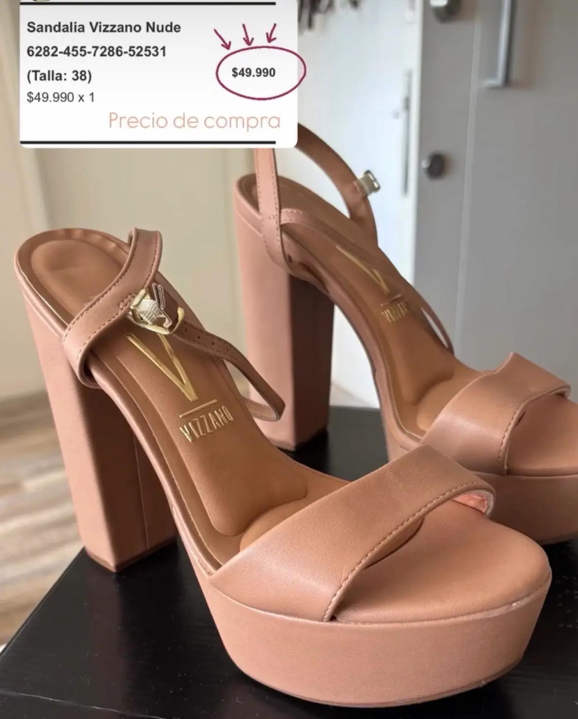 Sandalias Vizzano nude taco alto