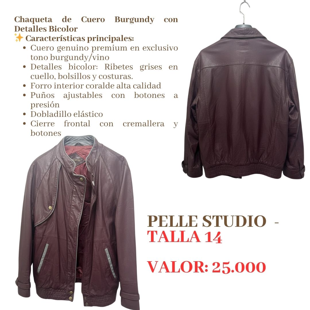 Chaqueta cuero burgundy bicolor