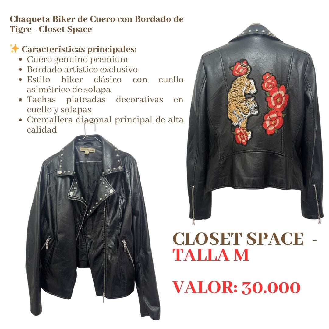 Chaqueta biker de cuero bordada