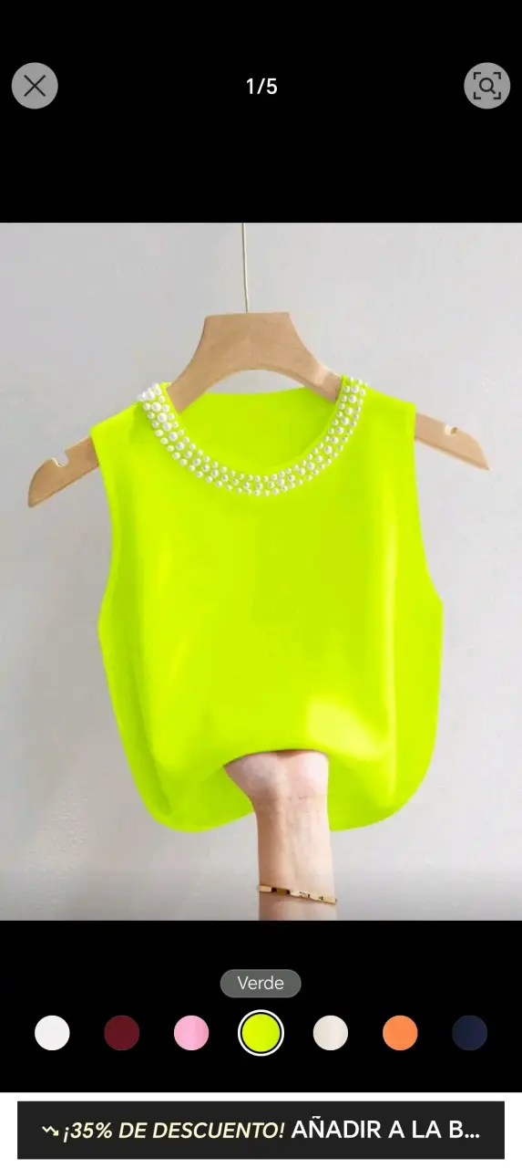 Blusa verde neón con perlas