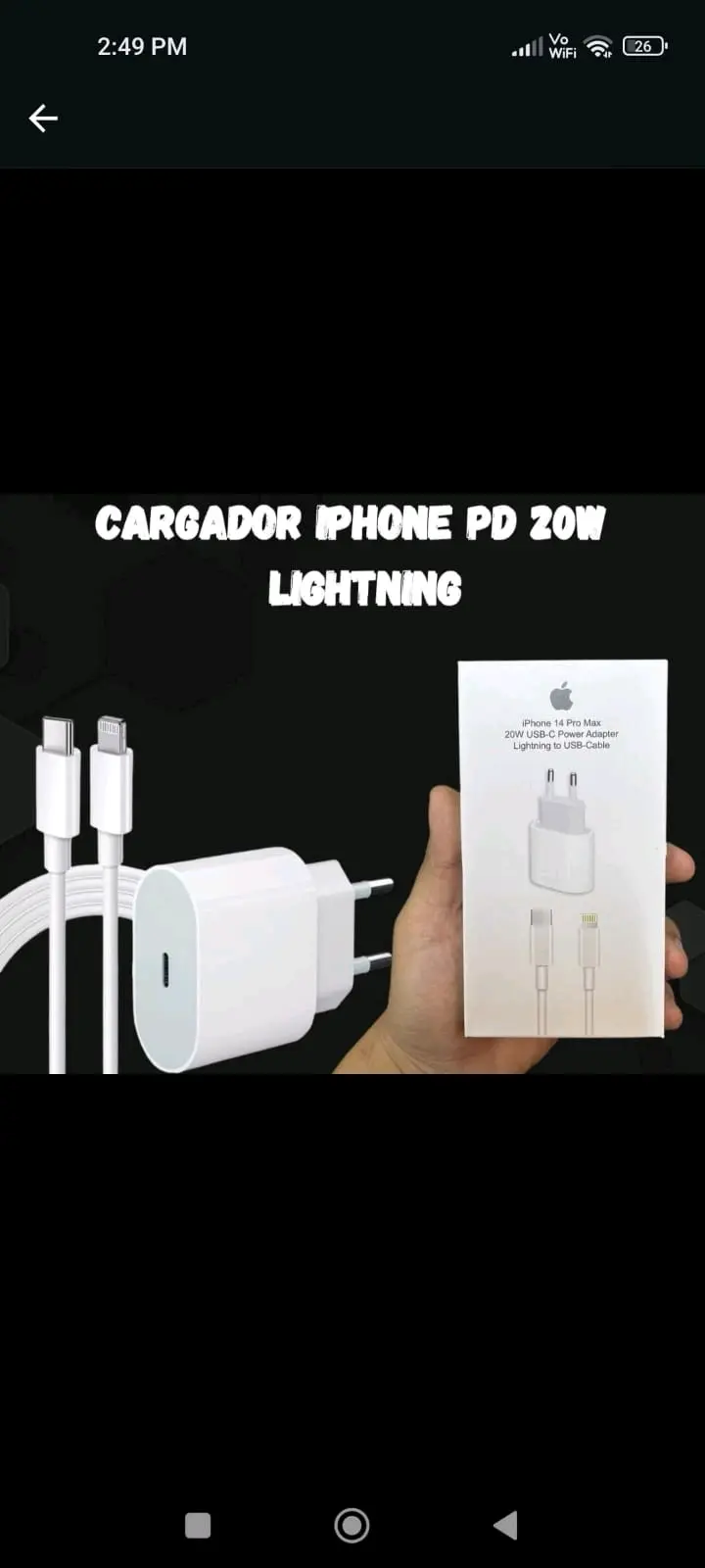 Cargador iPhone PD 20W Lightning