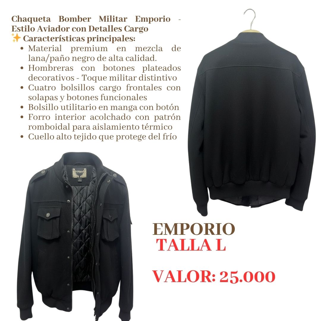 Chaqueta bomber militar negra Emporio