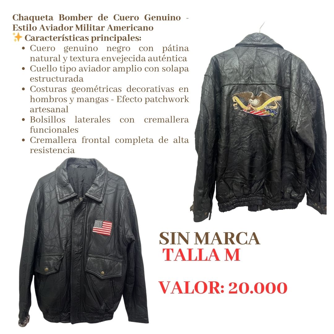 Chaqueta bomber cuero genuino