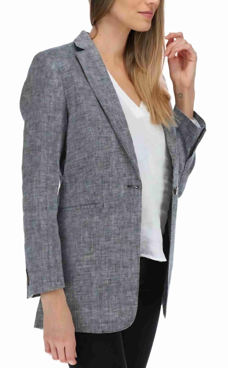 Chaqueta Lino Mujer Long Blazer Bl/Negro Rockford - miniatura 5