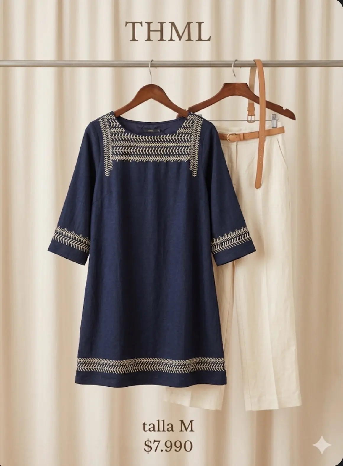 Vestido azul oscuro con diseños