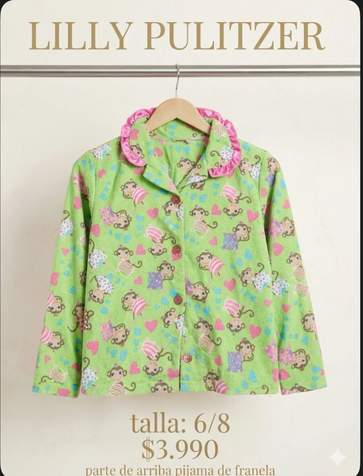 Pijama de franela en verde con patrones