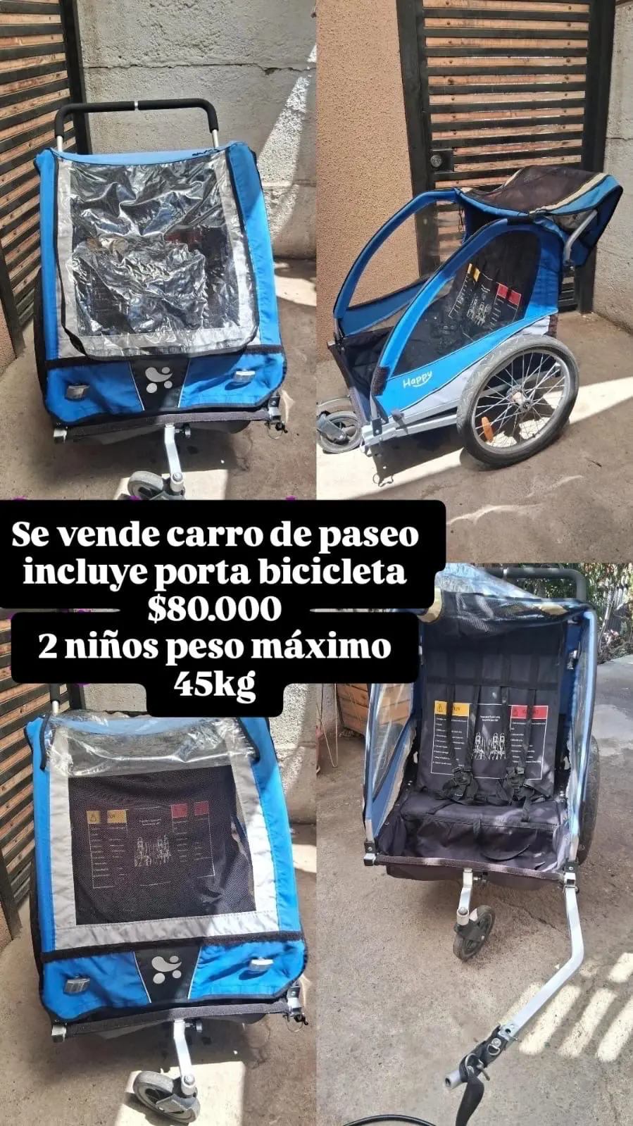 Carro de paseo doble azul