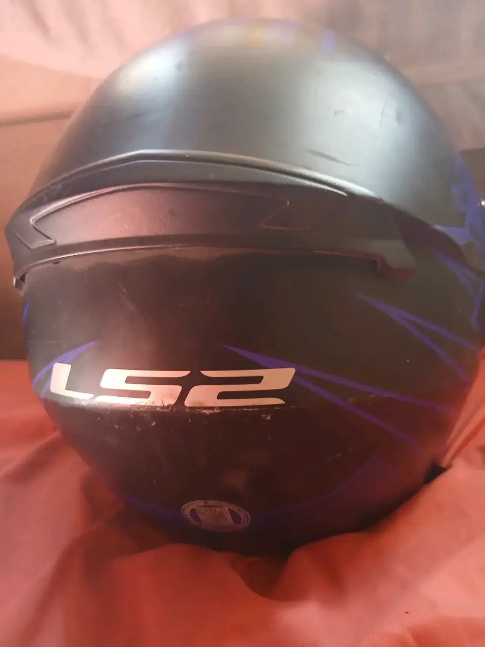 Casco motocicleta negro y azul - miniatura 2