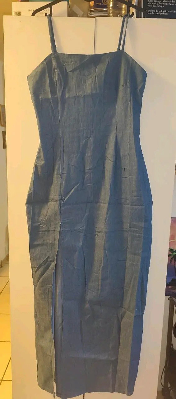 Vestido largo de mezclilla azul - miniatura 1