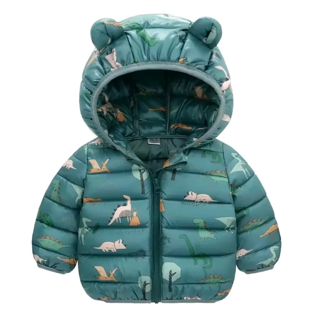 Chaqueta infantil rosa y verde con capucha - miniatura 2