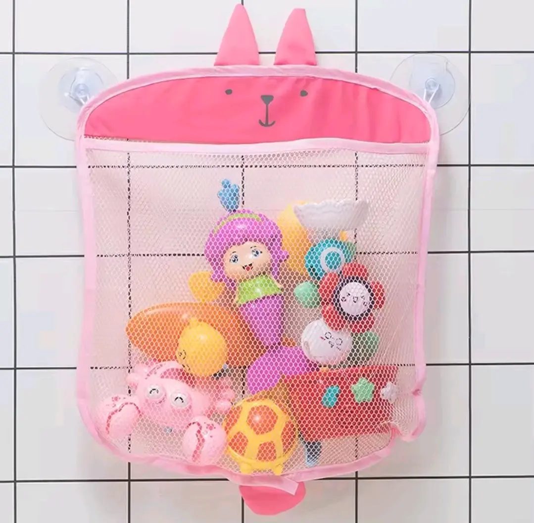 Organizador de juguetes de baño azul y rosa. - miniatura 2