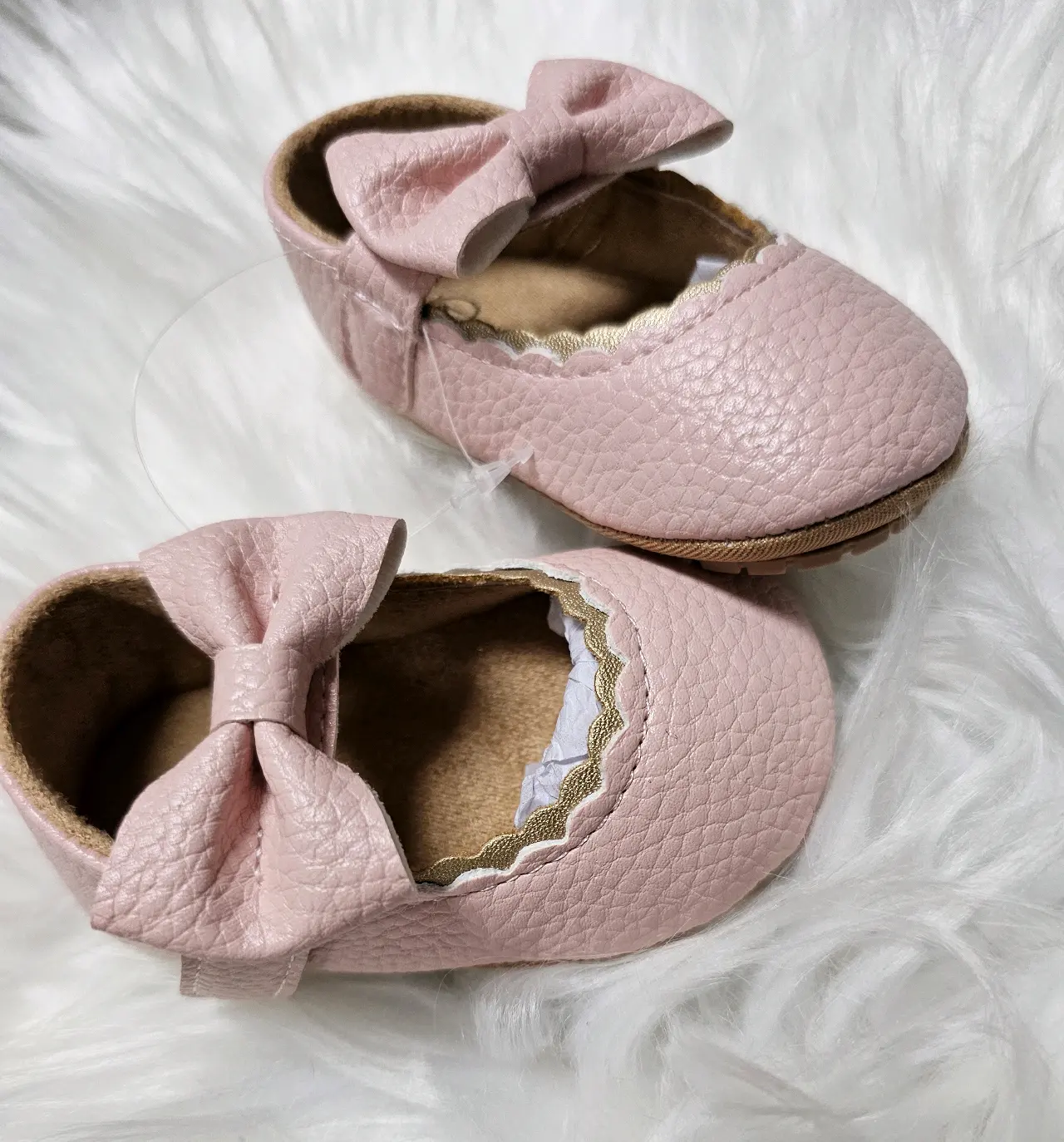 Zapatos de bebé rosados con lazo talla 0m-3m - miniatura 2