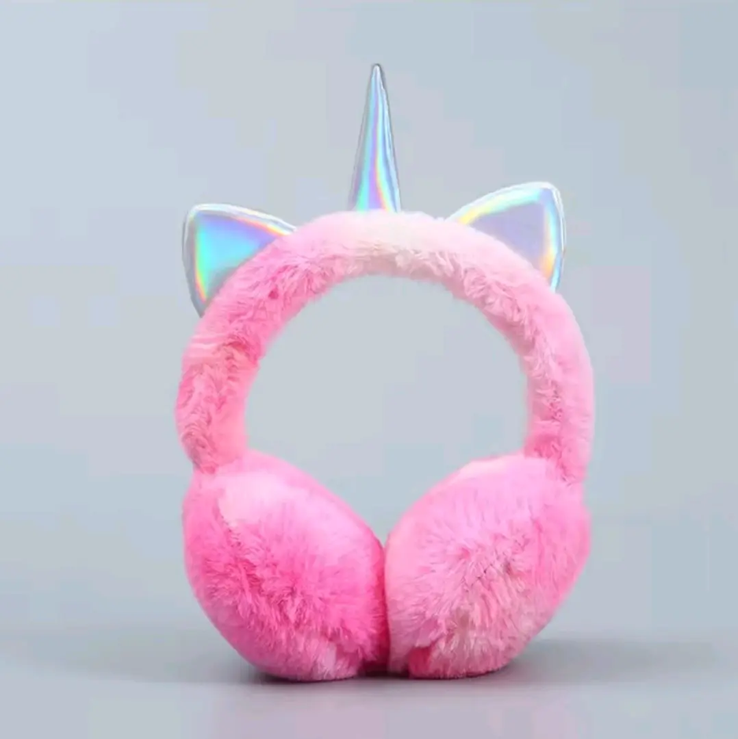 Orejeras peludas unicornio arcoíris para niñas - miniatura 2