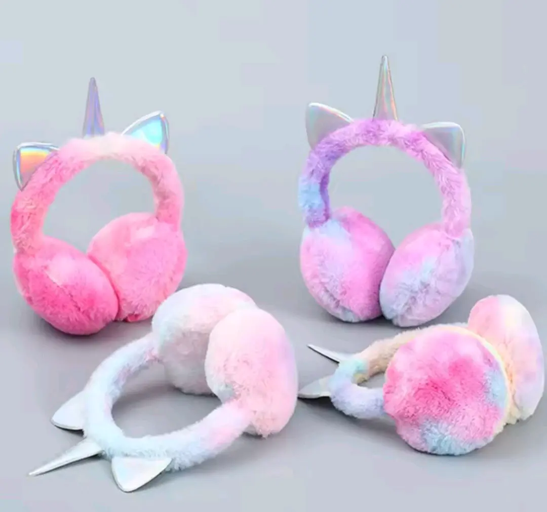 Orejeras peludas unicornio arcoíris para niñas - miniatura 5
