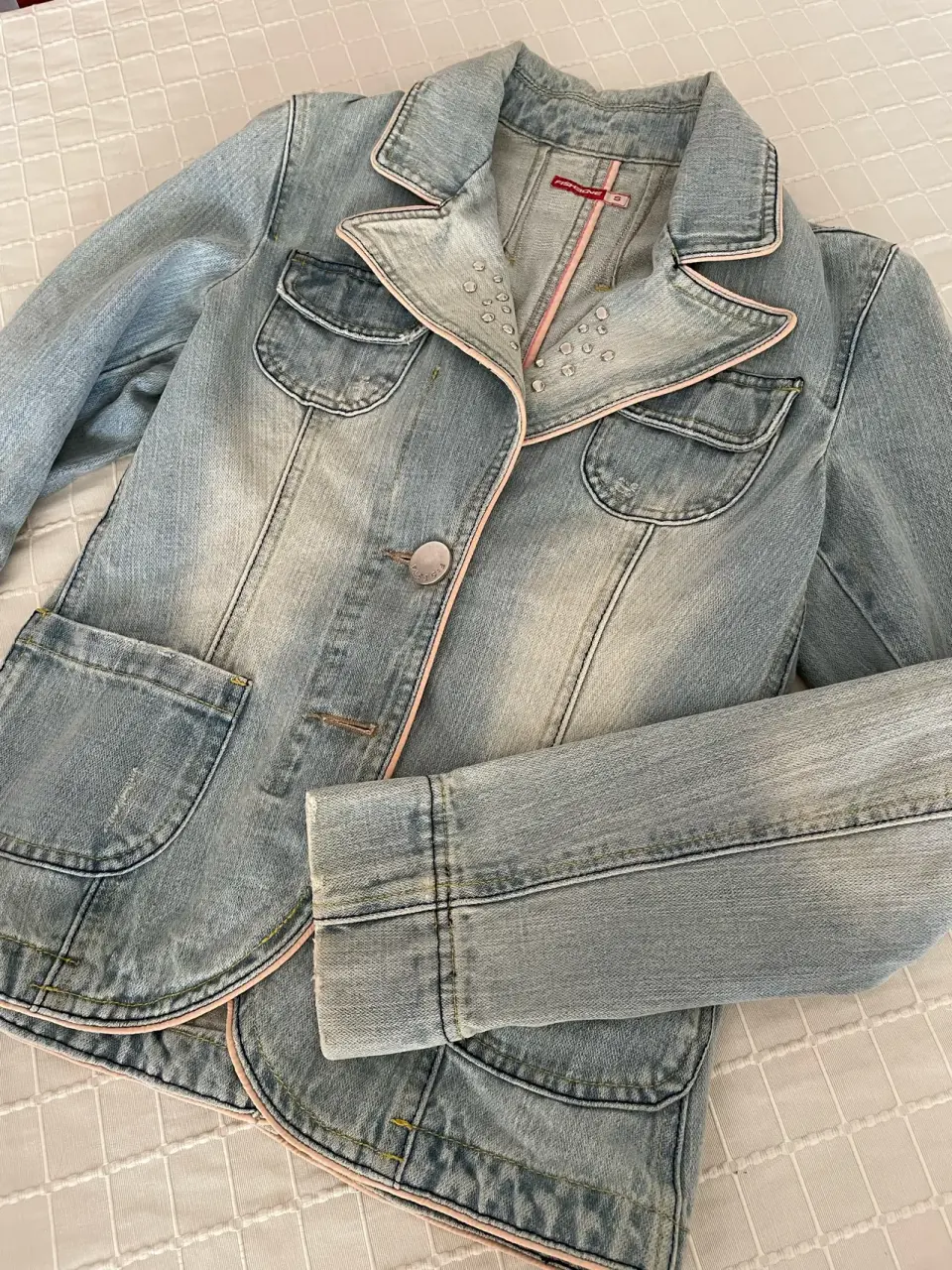 Chaqueta mezclilla azul claro - miniatura 1
