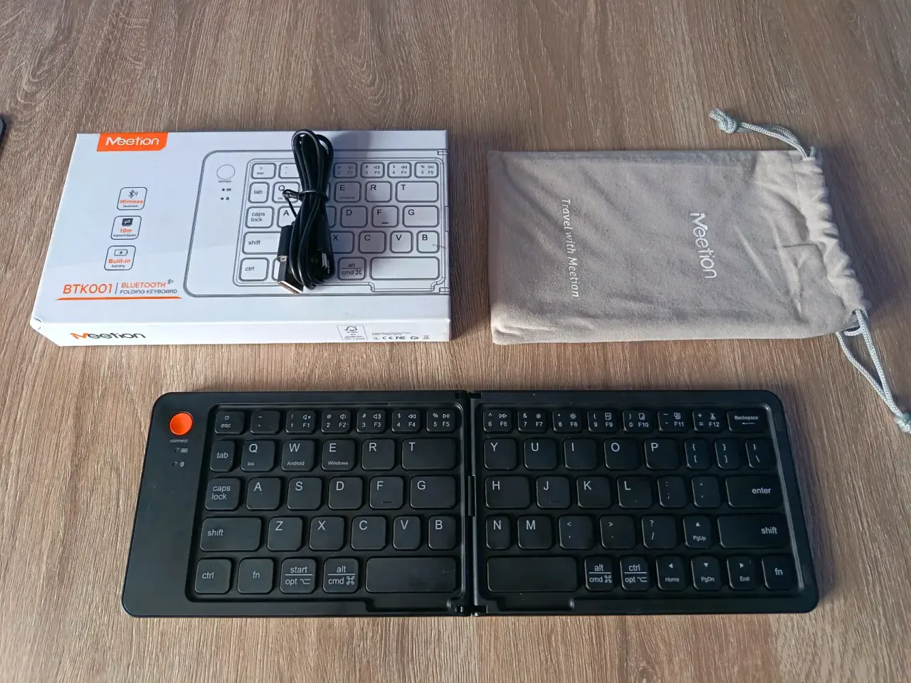 Teclado Bluetooth Plegable Negro + mouse - miniatura 1