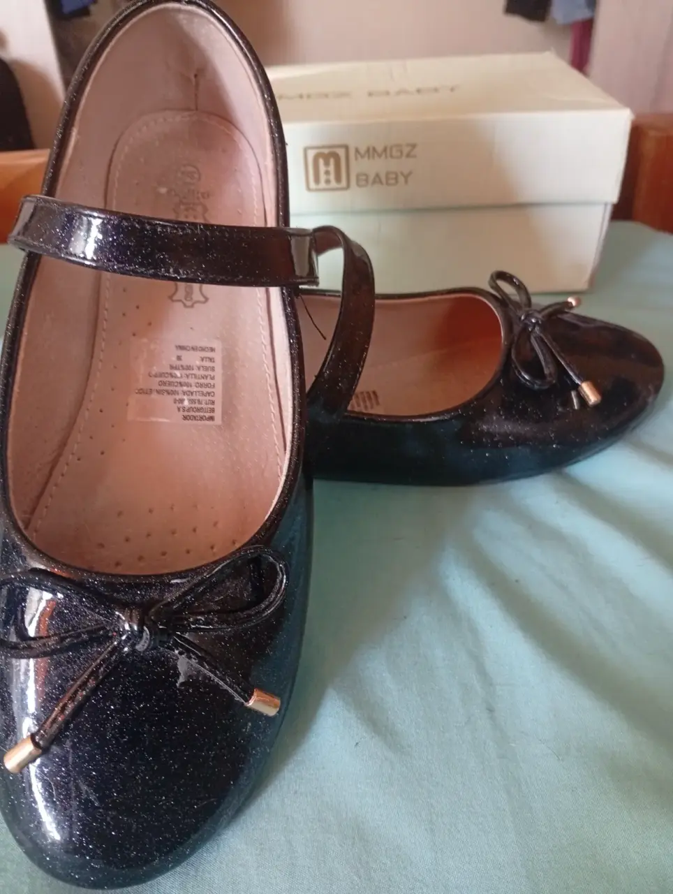 Zapatos de niña lila con moño - miniatura 3