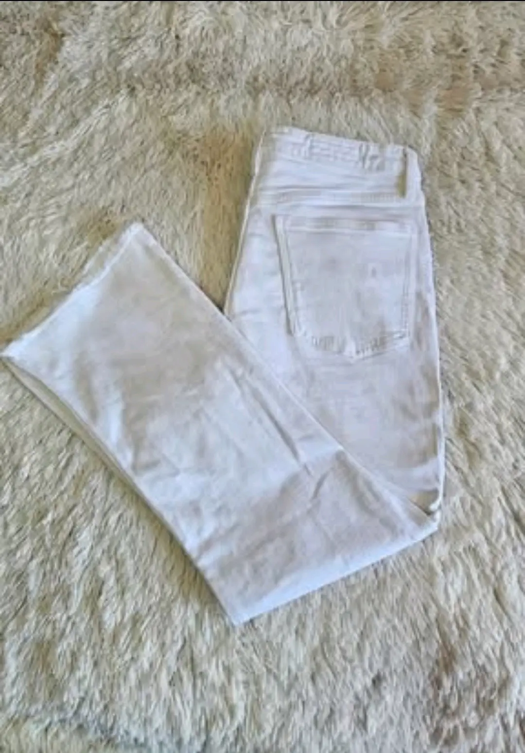 Jeans  Crooped flare blancos Zara 42 - miniatura 2
