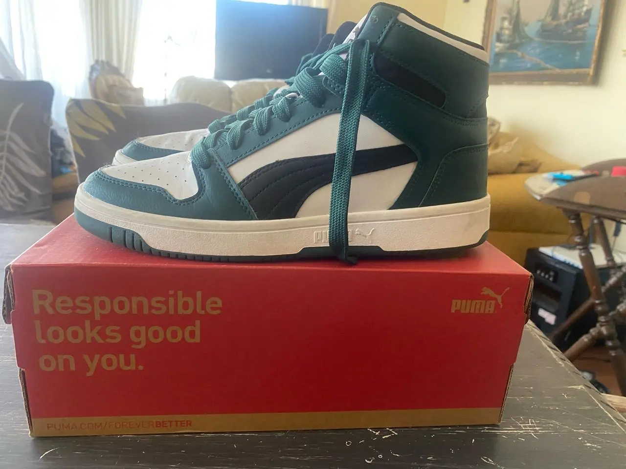 Zapatillas deportivas Puma verde y blanco - miniatura 2