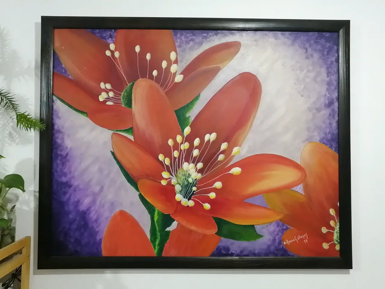 Cuadro flores anaranjadas enmarcado - miniatura 1