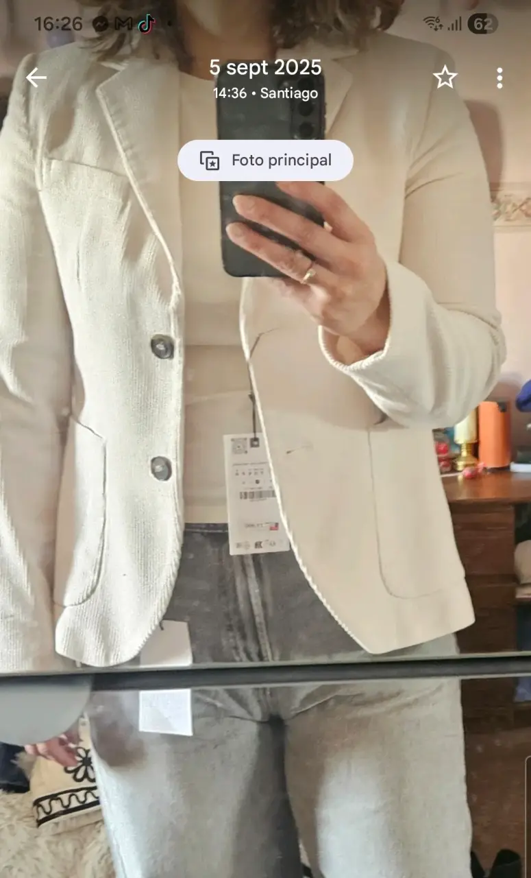 Blazer beige cotelé Zara con botones M - miniatura 2
