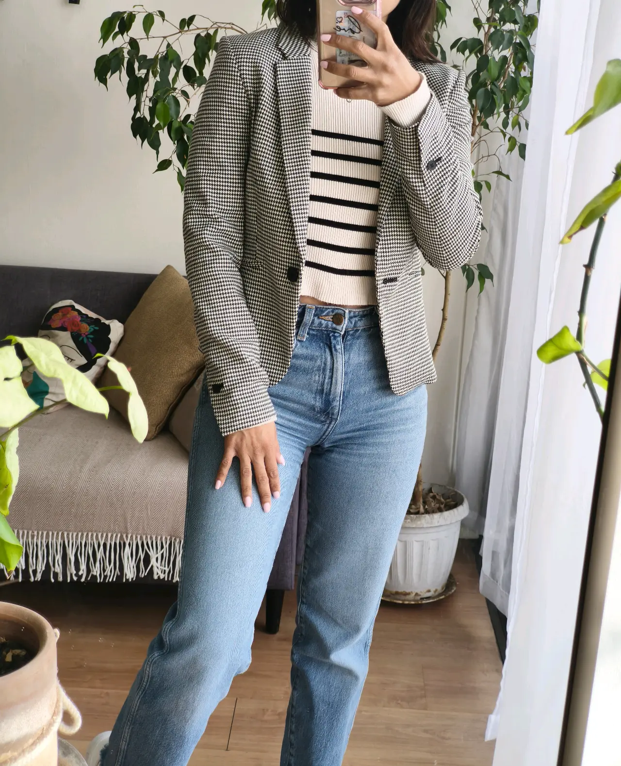 Blazer a cuadros blanco y negro - miniatura 3