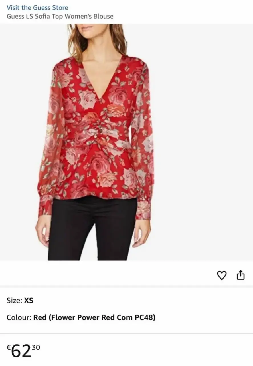 Blusa roja floreada Guess Nueva - miniatura 2