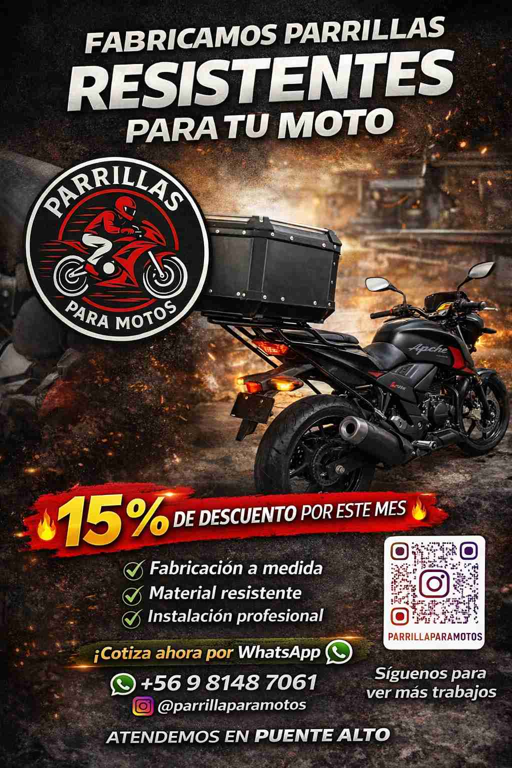Parrilla para moto negro - miniatura 2