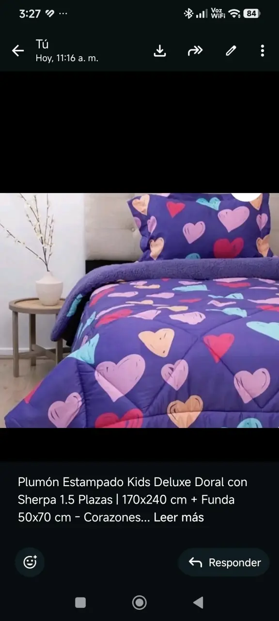 Plumón infantil con corazones