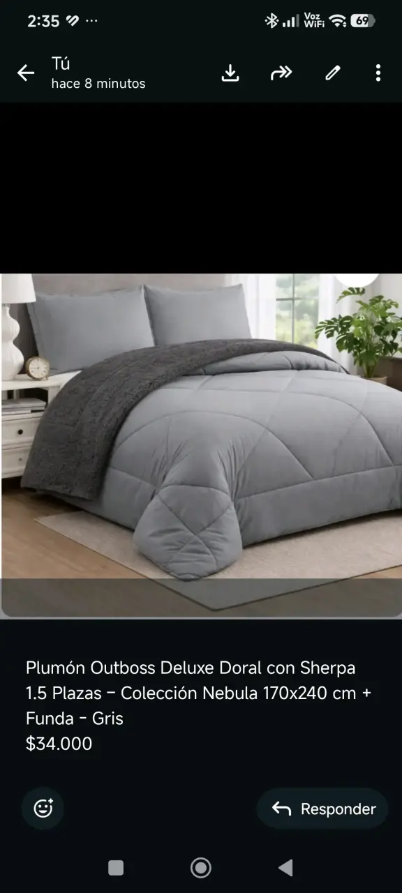 Plumón gris 1.5 plazas Sherpa