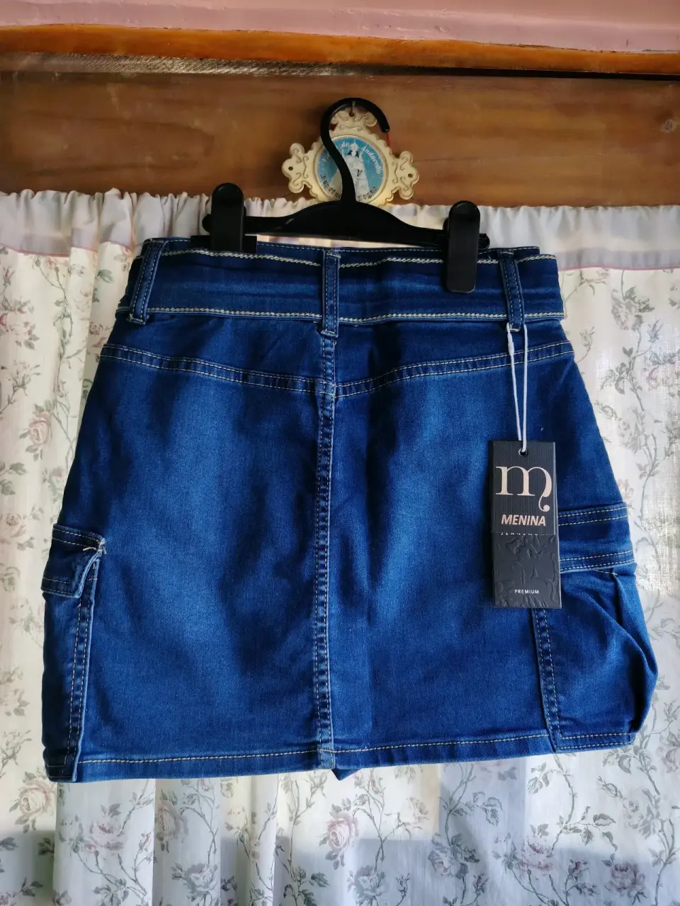 Minifalda short de mezclilla azul - miniatura 2