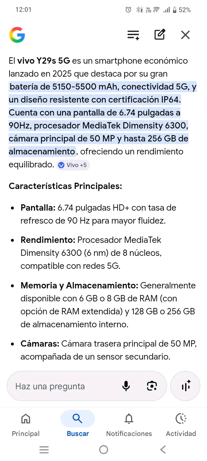 Celular Vivo plateado - miniatura 3
