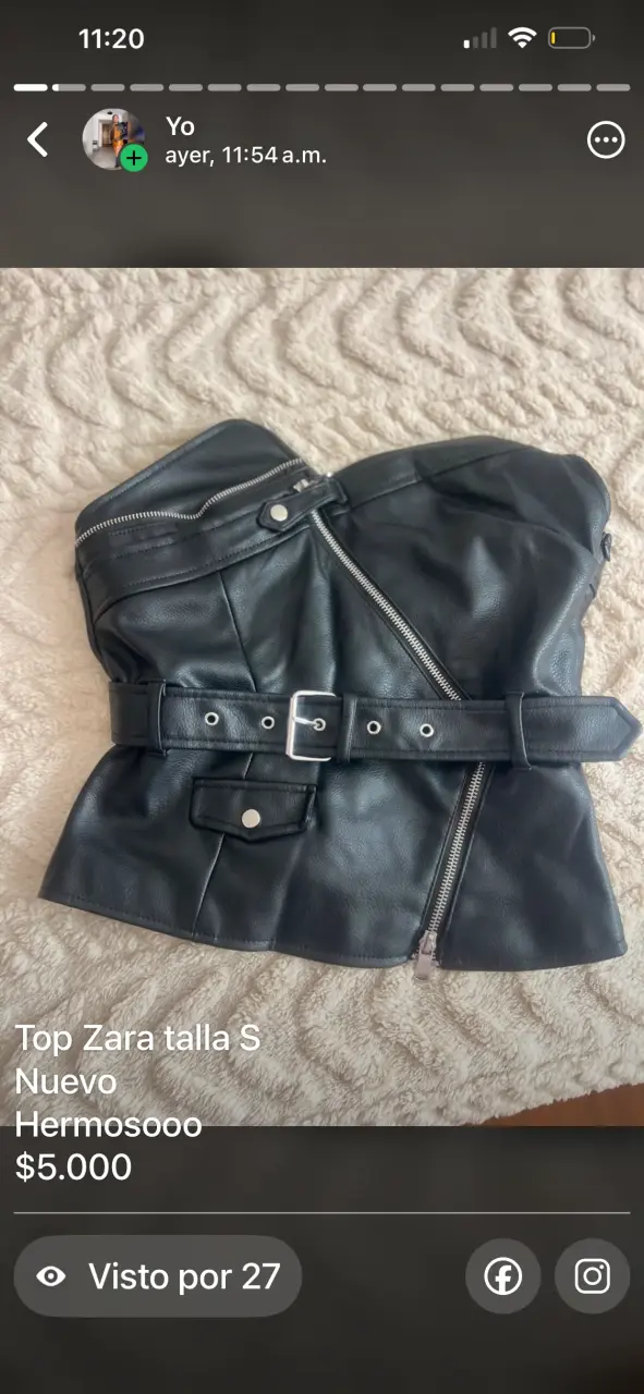 Top negro Zara con cinturón - miniatura 1
