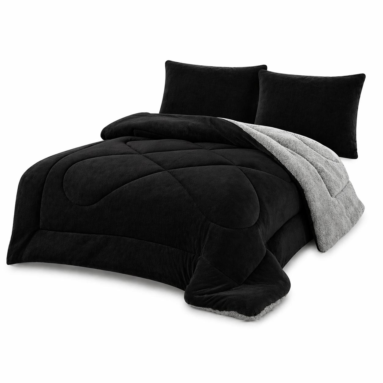 Cobertor negro de microfibra 2 plazas 200x230cm - miniatura 2