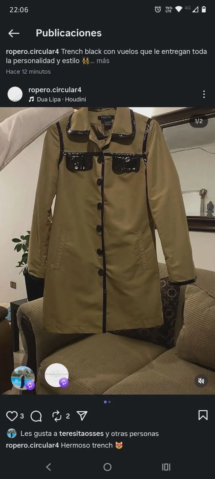 Trench beige con detalles negros