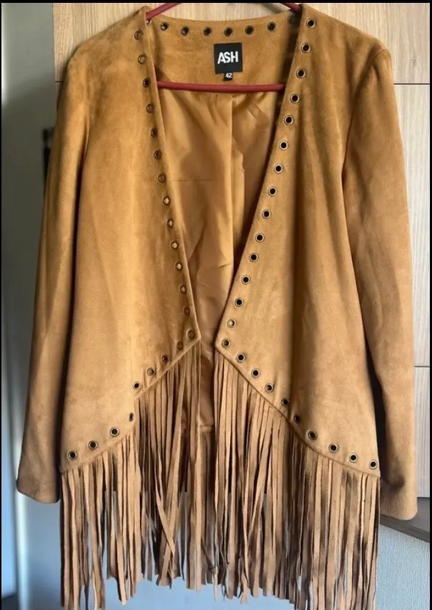 Chaqueta de flecos marrón