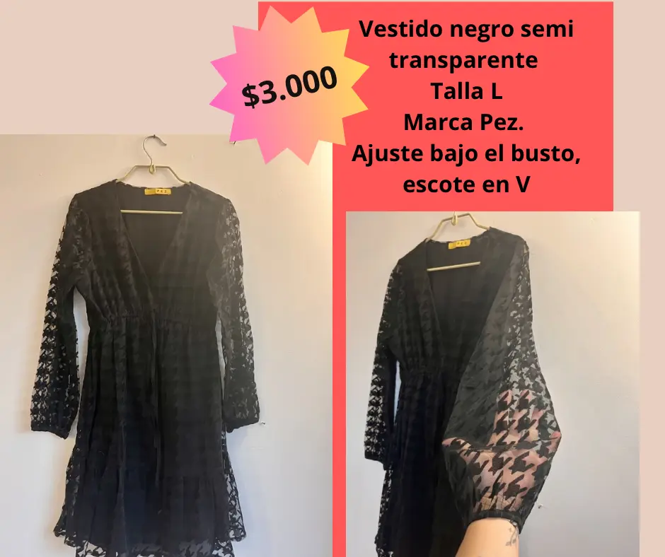 Vestido negro semitransparente - miniatura 1