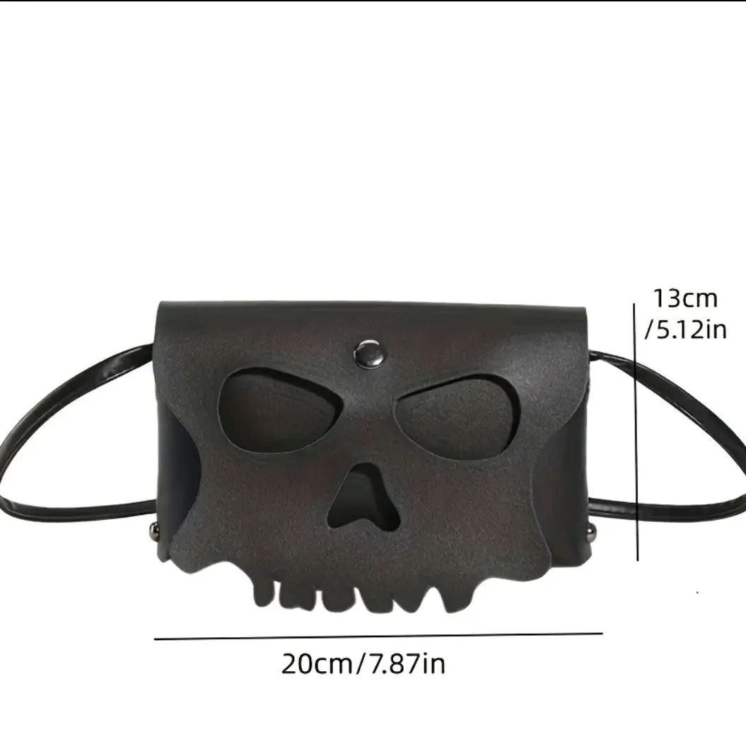 Cartera negra con diseño de calavera punk rock - miniatura 6