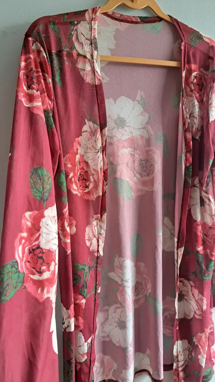 Kimono floral burdeo - miniatura 2