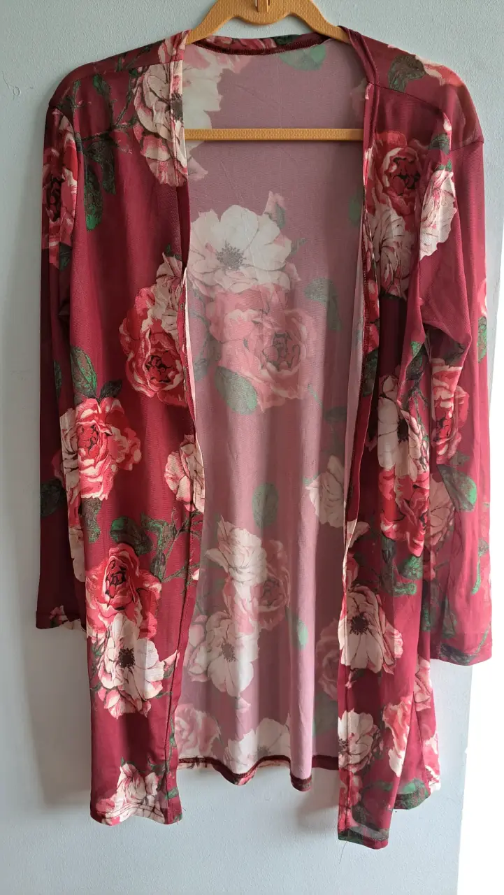 Kimono floral burdeo - miniatura 3