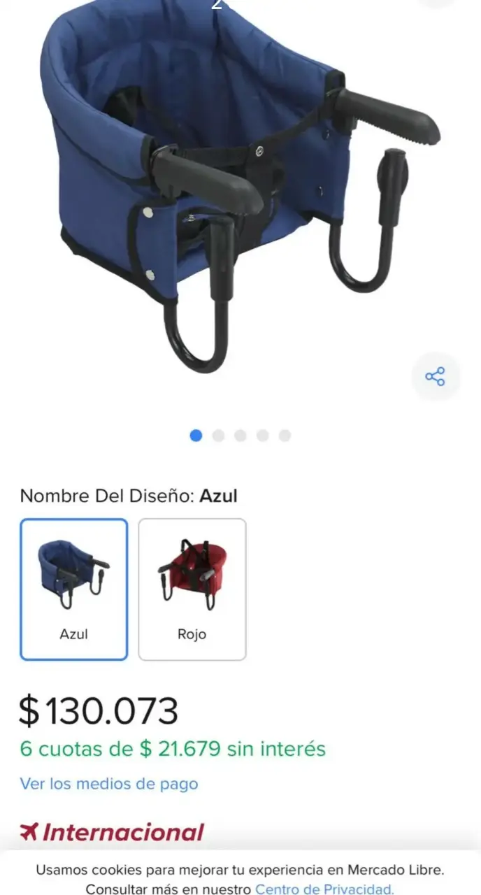 Silla portátil azul para bebé - miniatura 2