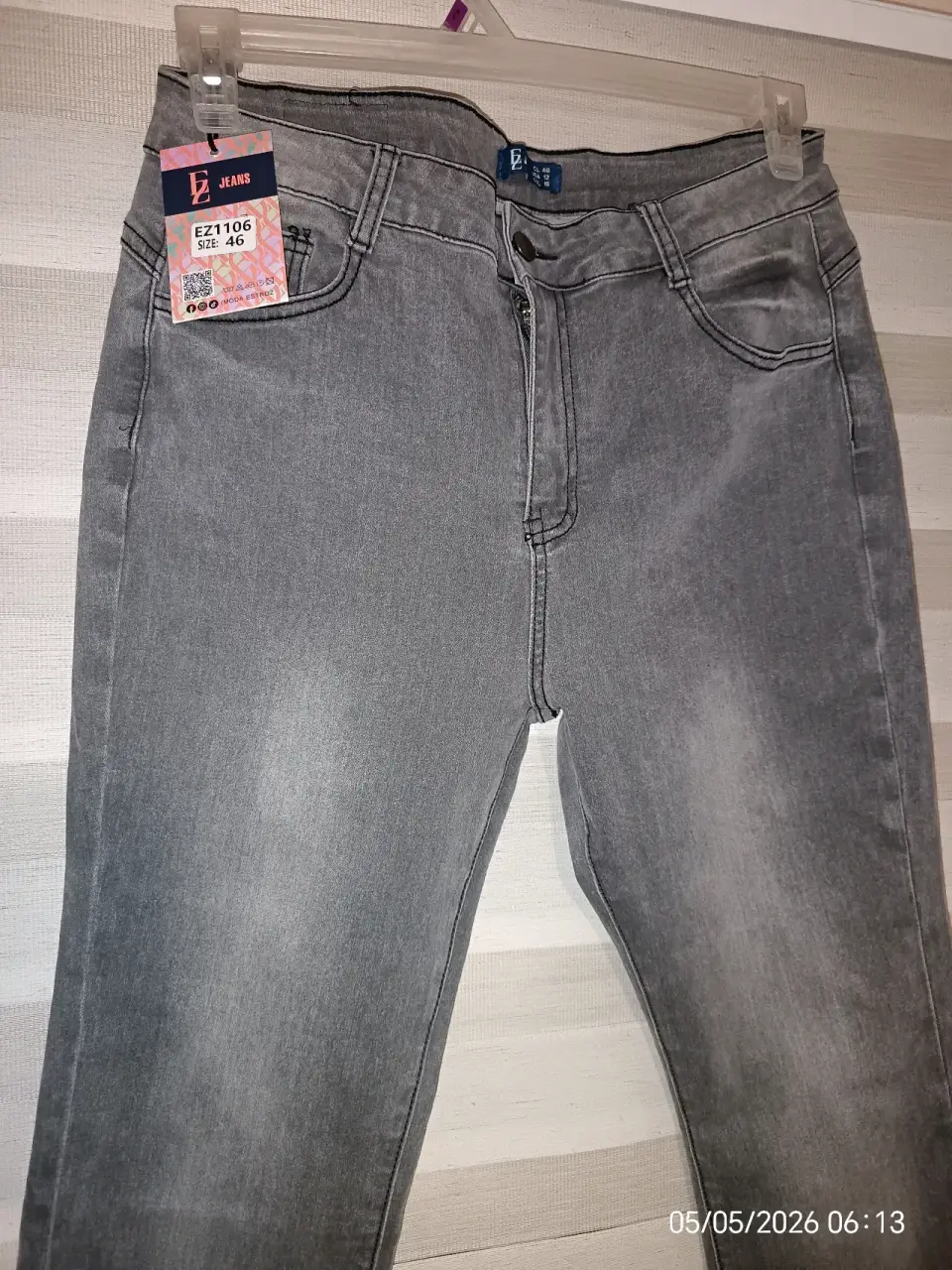 Jeans grises tiro alto nuevos - miniatura 2
