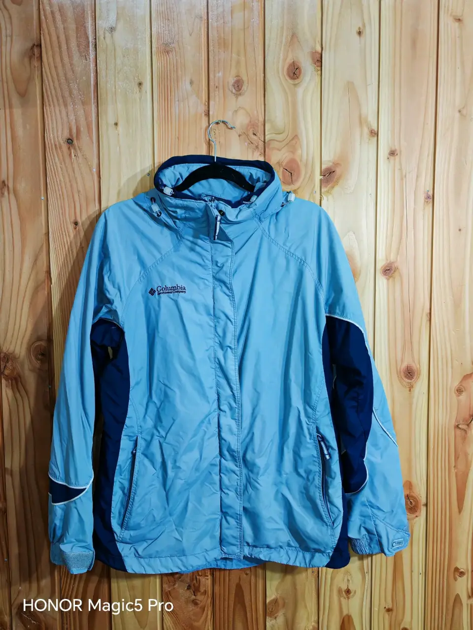 Chaqueta Columbia azul con gorro - miniatura 1