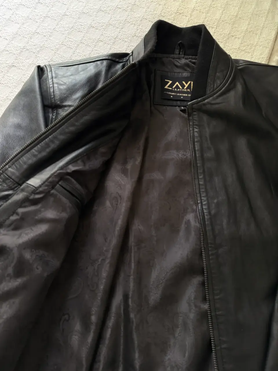 Chaqueta de cuero ZAYX negra hombre talla L - miniatura 1