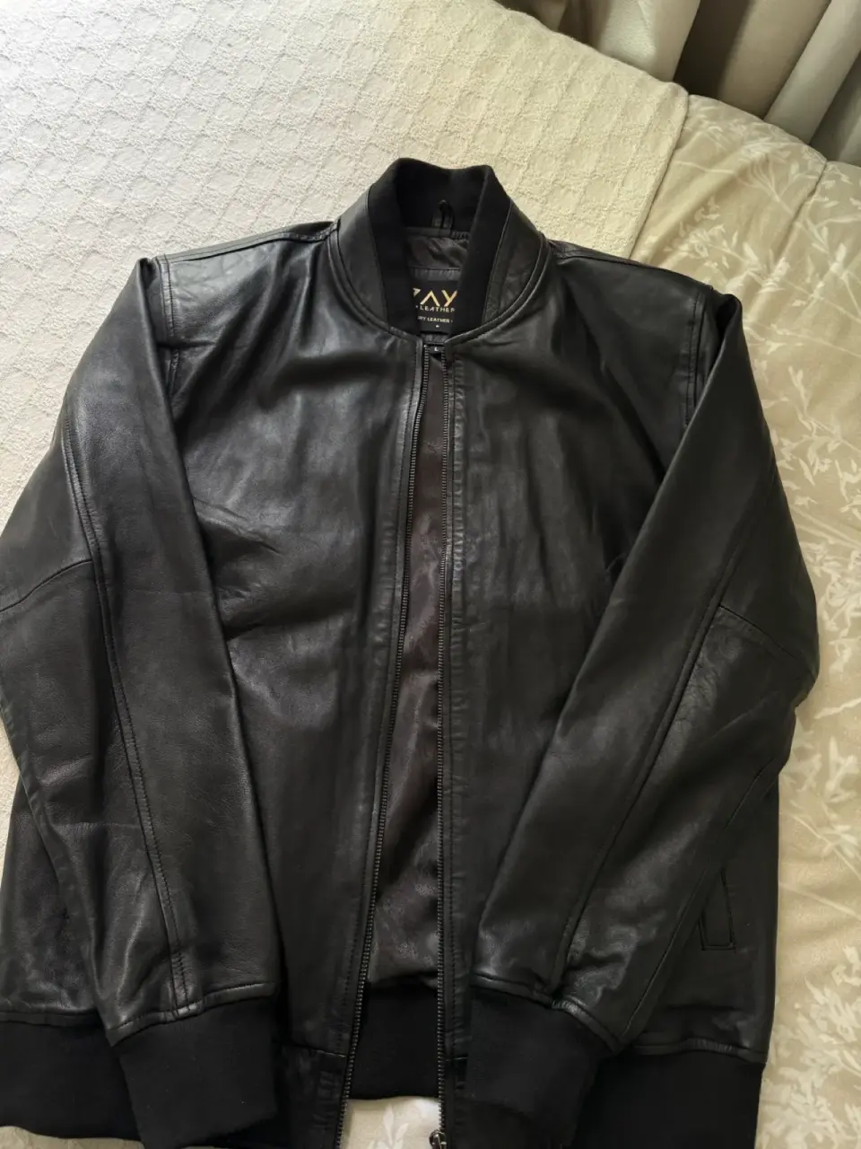 Chaqueta de cuero ZAYX negra hombre talla L - miniatura 3