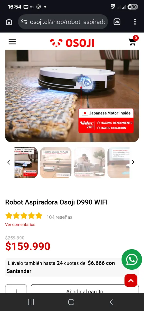Aspiradora robotica Inalambrica Osoji - miniatura 6